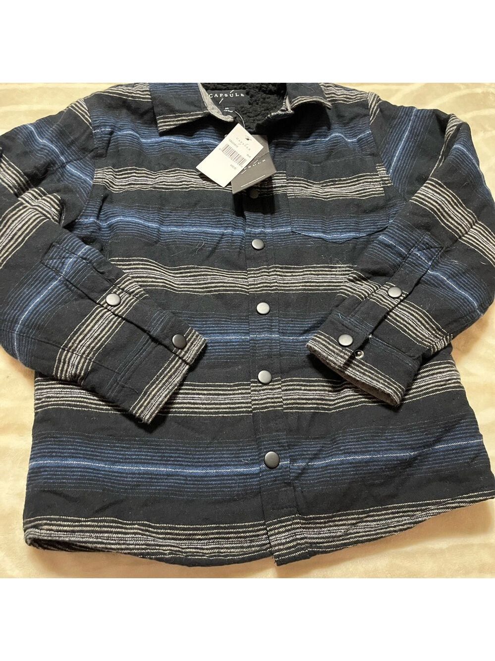 Capsule Kids Black and Blue Striped Jacket Medium